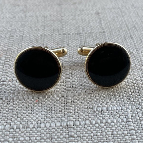 Men Shirt Cufflinks Gold/Black Tone Fashion Men Jewelry Cuff Links - Picture 2 of 10